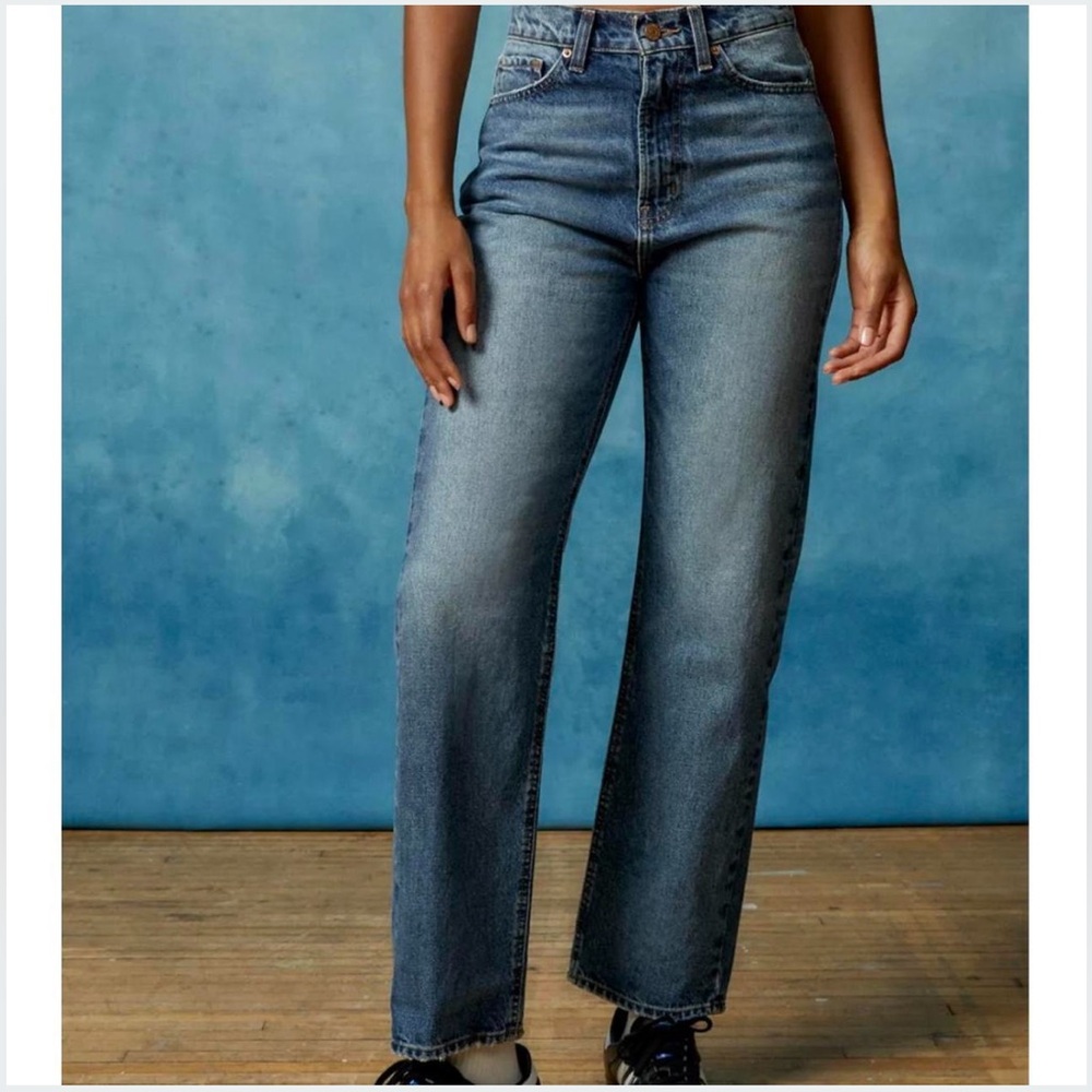 Urban Outfitters super high rise cowboy straight leg blue jeans